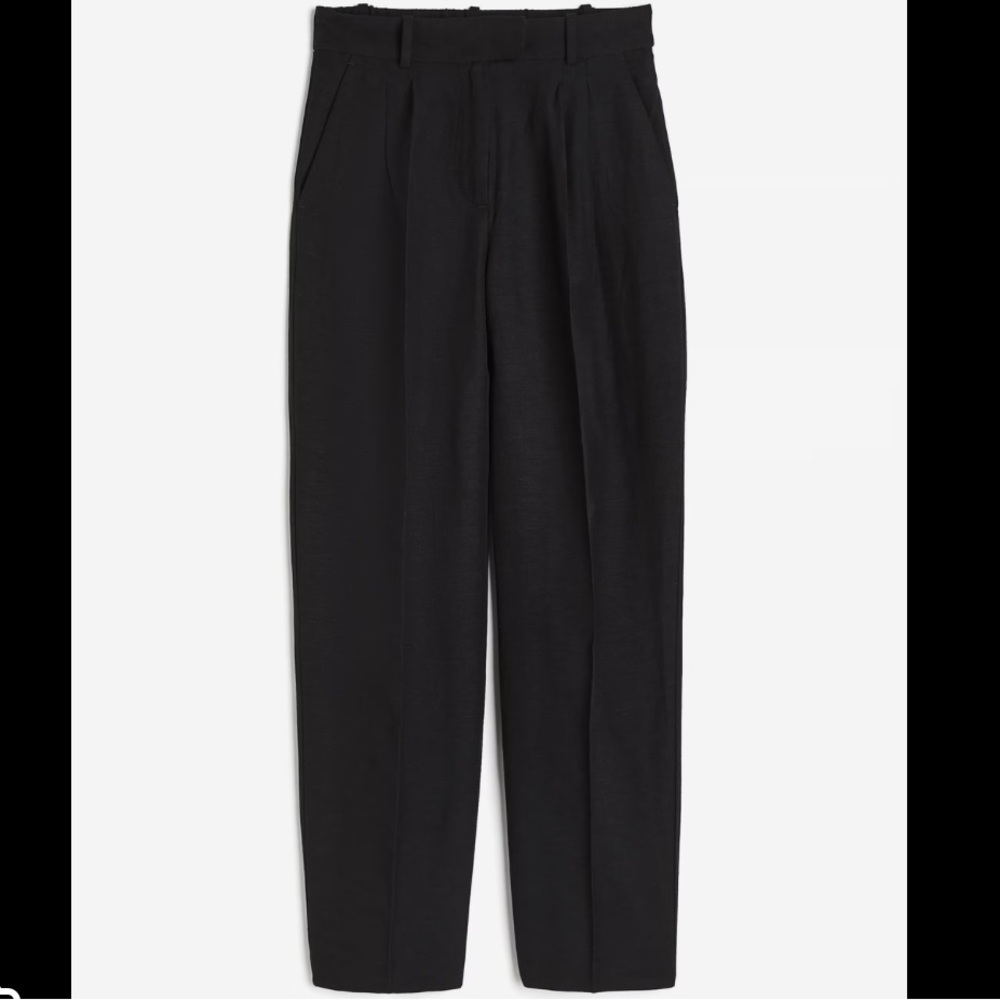 H&M Black High-Waisted Trousers with Pleats